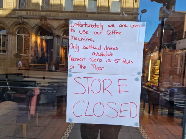 Cafe Nero on Division Street are only selling bottled drinks.