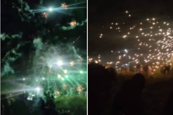 Fireworks explode in the crowd on Bole Hills (video: Shakthi Thyagarajan)