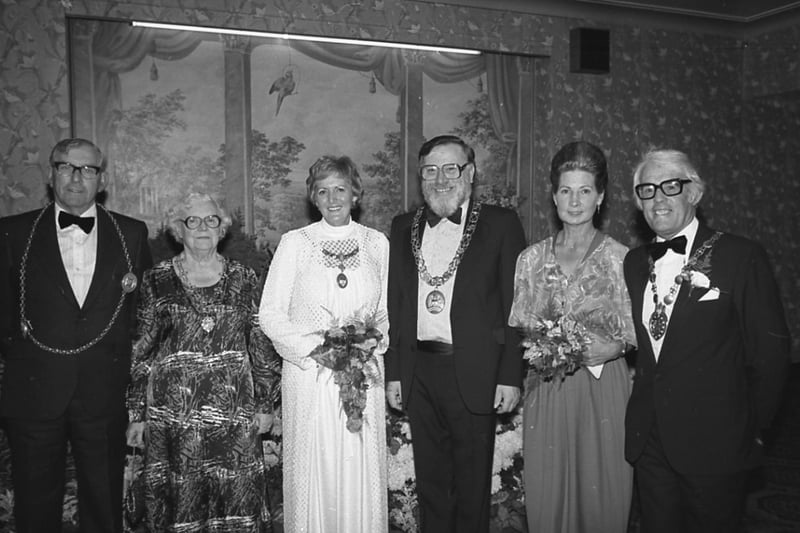 The Mayor and Mayoress of Sunderland Coun. and Mrs Len Harper, with the Mayor and Mayoress of South Tyneside. Coun. and Mrs Joe Roberts (left), and the Deputy Mayor and Mayoress of Sunderland, Coun. and Mrs Tom Finnigan (right) at the Sunderland Civic Ball.