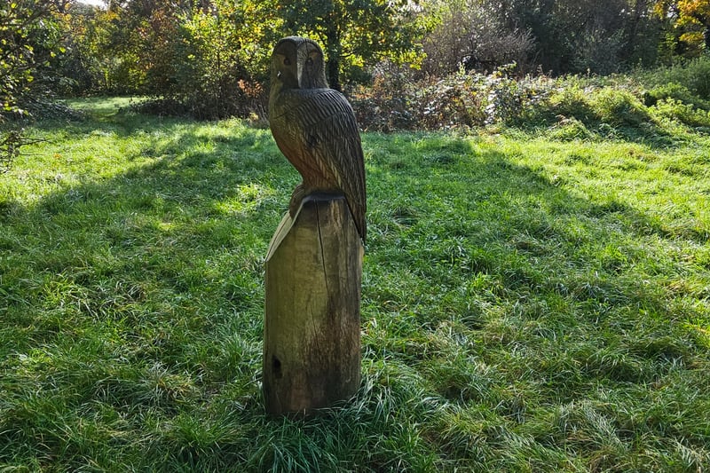 We came across a wooden hand-carved owl statue next to the Upper Slopes