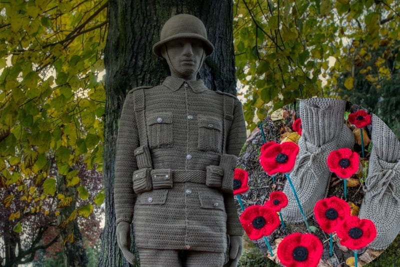 A crocheted solider in Derbyshire