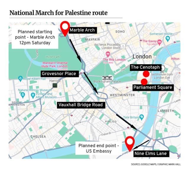 National March for Palestine route