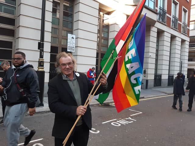 Pro-Palestinian march, London: Protester David Leal