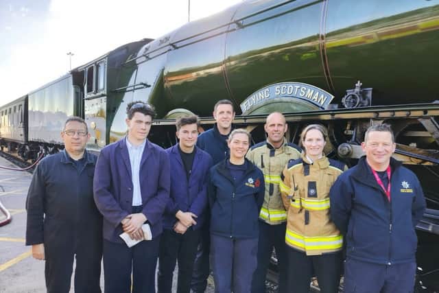 Doncaster firefigthers filled the steam engine with 5,000 gallons of water for the return journey to York.