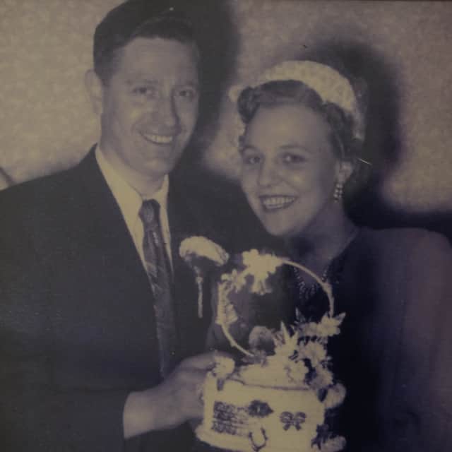 Douglas and his late wife Jean on their wedding day. 