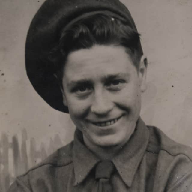 Douglas enlisted in the army during WW2, pictured in 1944.