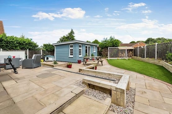 The garden has been landscaped and has a summer house. Pic: Purplebricks