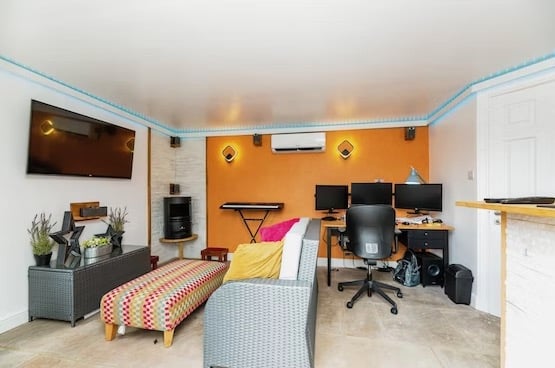 The office and entertainment room has been purpose designed. Pic: Purplebricks