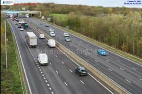 A slip road at the M1 J35a has been closed following a "serious" crash on the A616. (Photo courtesy of National Highways)