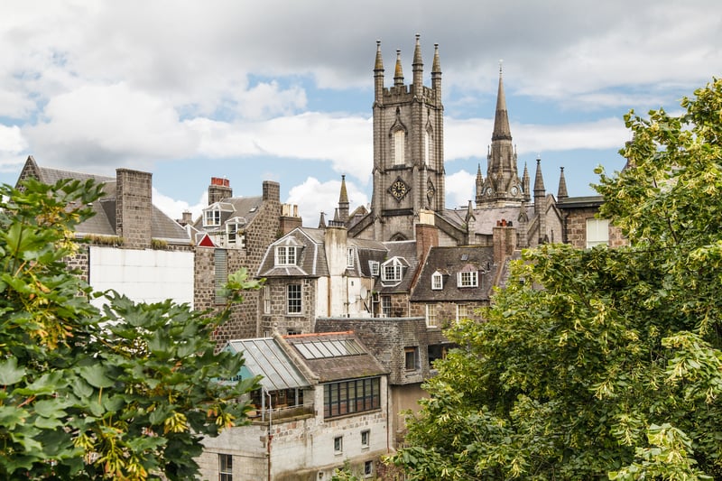 Aberdeen has the second most listed buildings in the top ten, with 1,038 per 100,000 residents. It has an aesthetic city score of 8.1 out of 10.