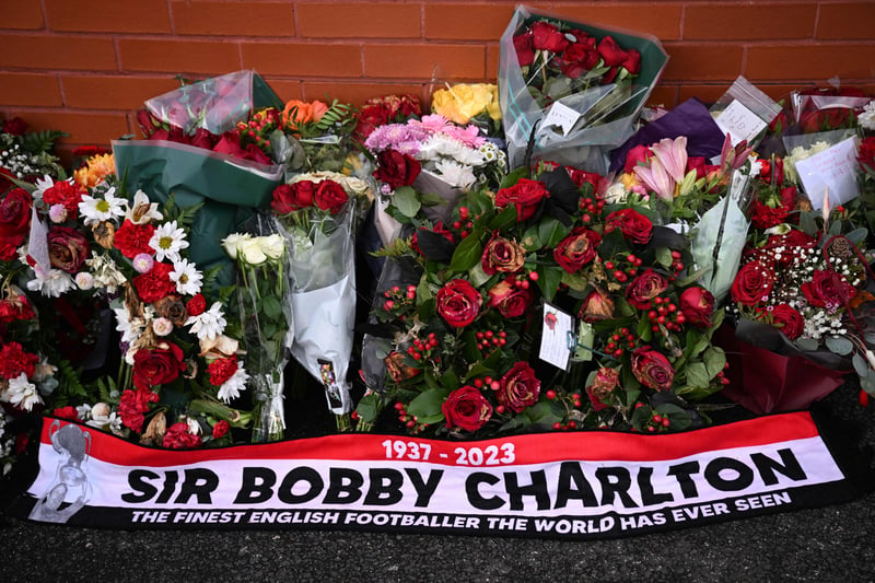 Tributes to Sir Bobby at Old Trafford on Monday