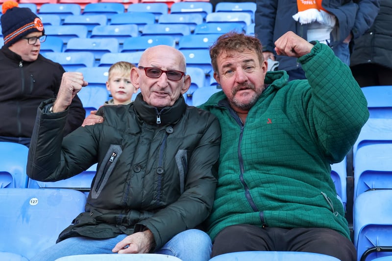Two Blackpool fans ready for kick-off. 
