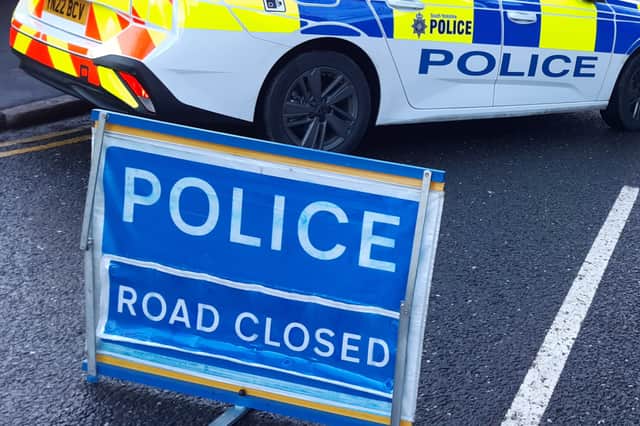 Police closed the A616 after crash in which a woman has died near Sheffield. File picture shows a road closed.  PIcture: David Kessen National World