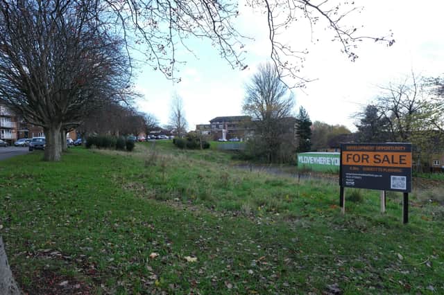 The plot for sale off of Neville Drive. The "Love where you live" shipping container is said to be a popular local monument. (Photo courtesy of Dean Atkins).