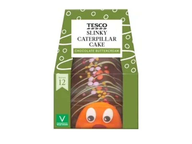 Serving 12 people for £7.50, Slinky is just one of Tesco’s caterpillar cake offerings. 