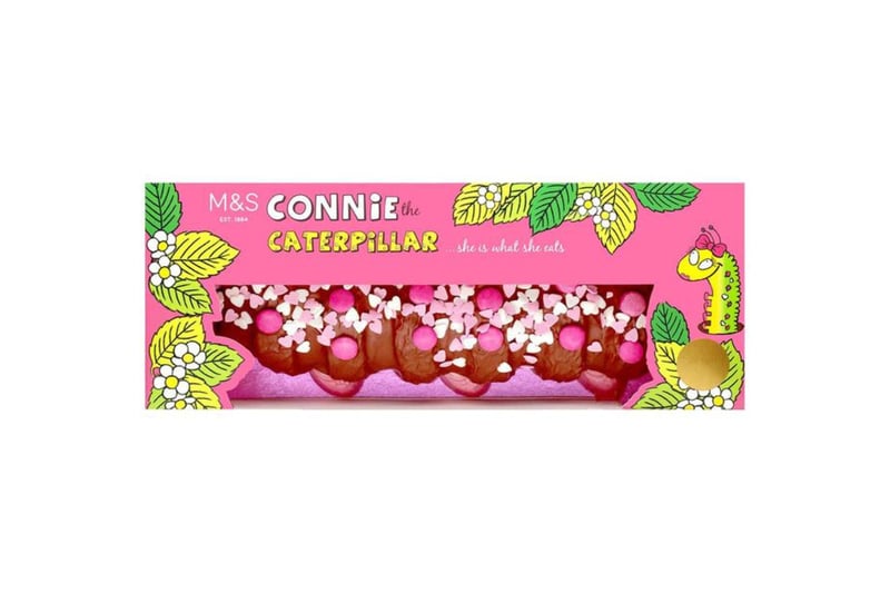 In 2016 M&S also began to sell Connie, Colin’s best friend, who wears a pink chocolate bow as well as pink shoes. Connie costs £9 and serves 10. 
