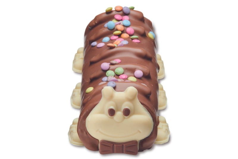 Cuthbert the controversial caterpillar kept his cheeky chocolate grin and is available in Aldi for £4.99, serving up to 12 people. 
