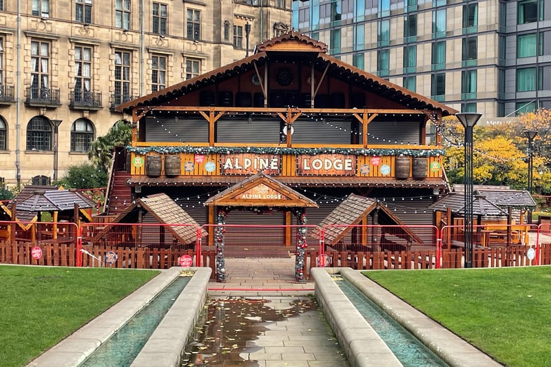 The centrepiece of the annual Sheffield Christmas Market is the two-storey Alpine Lodge bar on the Peace Gardens, where there will be hot drinks served to thousands over the next six weeks. 