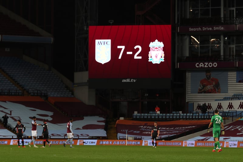 Lockdown footbal produced it's fair share of crazy results including this incredible 7-2 triumph from Aston Villa against defending champions Liverpool. (Getty Images)