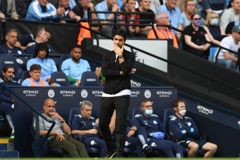 Mikel Arteta was under immense pressure at the start of the 2021/22 season as his side suffered a huge 5-0 defeat against Man City. (Getty Images)