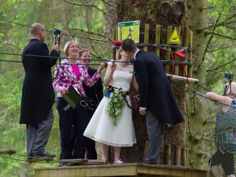 It doesn’t come much more unique than saying your vows 22 metres above the ground, with a harness accessorising your wedding day attire. Go Ape in Aberfoyle is home to one of the world’s longest zip wires (it’s longer than four football pitches), so even if couples are certain they won’t get any wedding day nerves, this’ll get their hearts racing. Nestled in some of Scotland's most beautiful woodland, guests are treated to stunning views of the Queen Elizabeth Forest Park, as well as Loch Lomond.