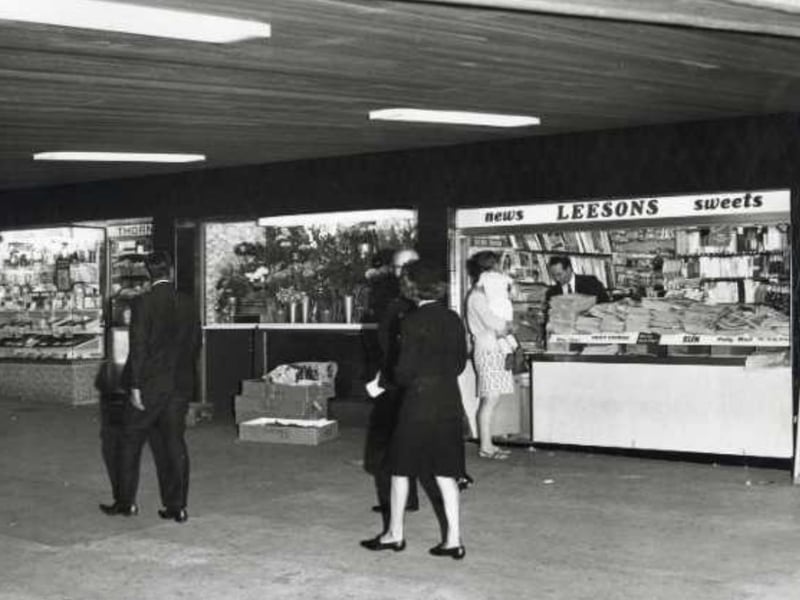 Shops at Sheffield's Hole in the Road in 1969, with (left) J. W. Thornton confectioners and (right) Anthony Leeson newsagents