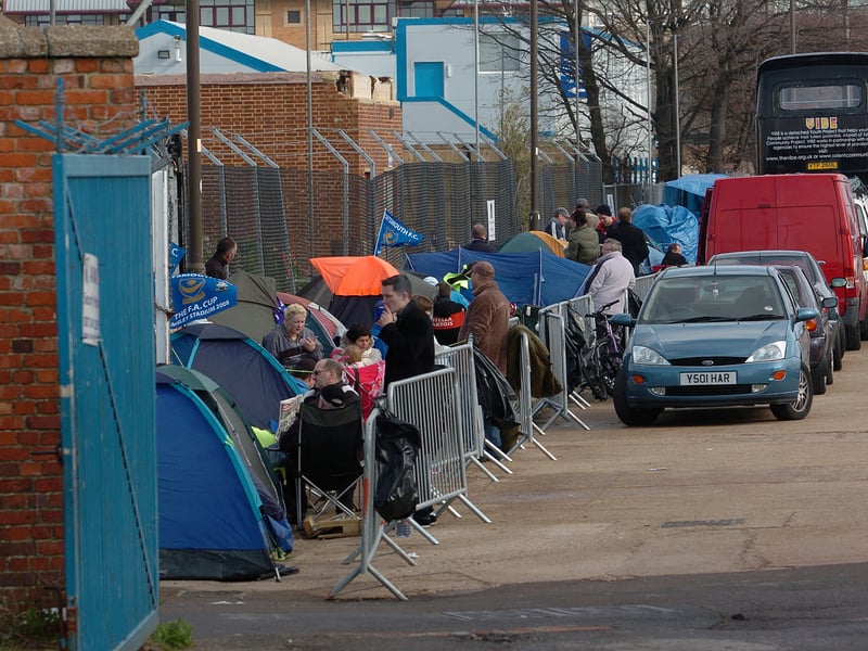 The scene around Fratton Park on April 1, 2008 as Pompey prepare to face WBA at Wembley just a few days later