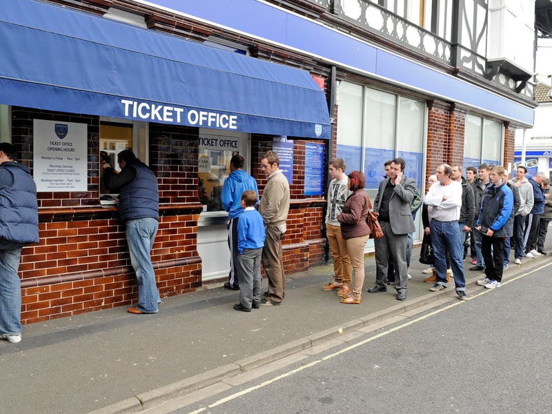 The queue for tickets at Fratton Park for Pompey's home game against Leeds in the 2011-2012 season