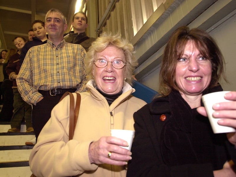 Coral Foster, left with her daughter Kerry Tattersall queue for tickets to see Pompey v Liverpool in an FA Cup replay at Fratton Park in 2004