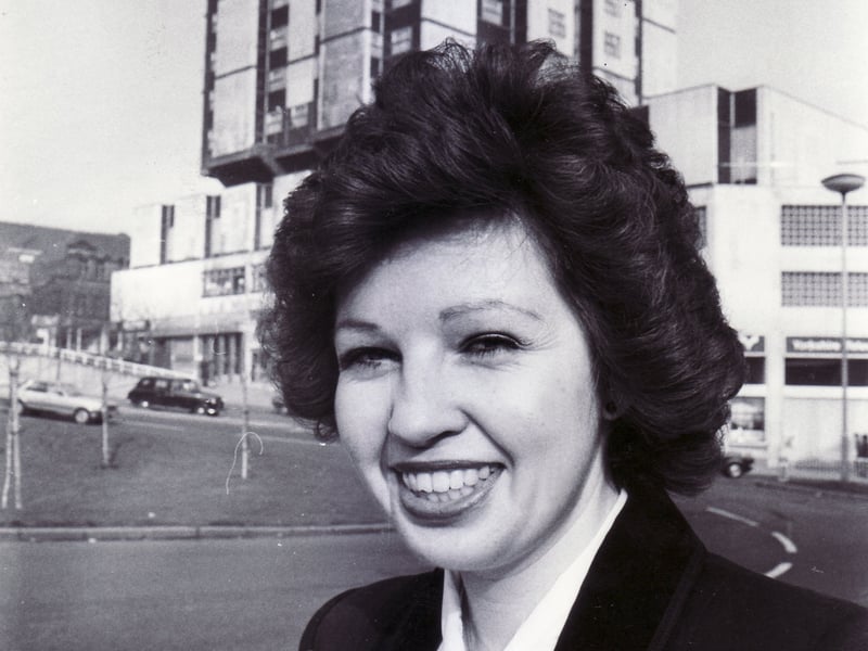Maggie Lawrie, the new sales executive at Sheffield's Grosvenor House Hotel in February 1982