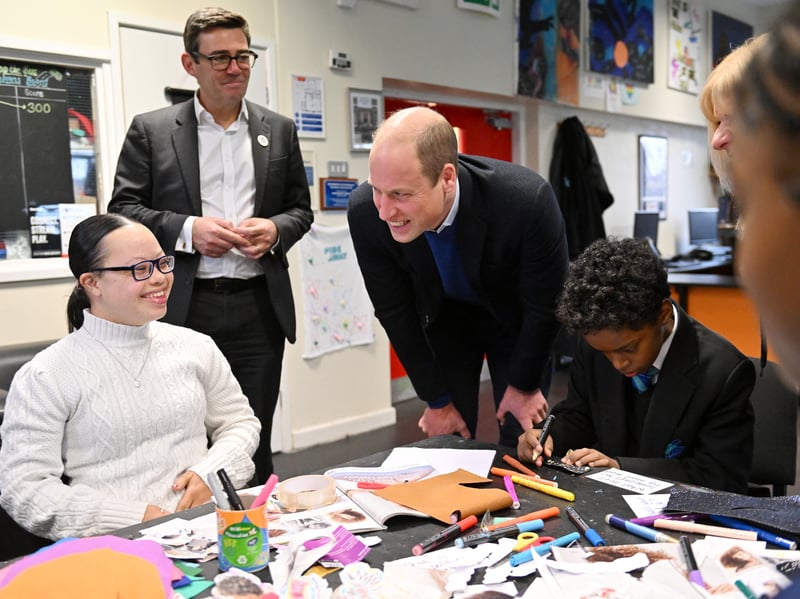 Prince William with Andy Burnham at the Hideaway Youth Project 
