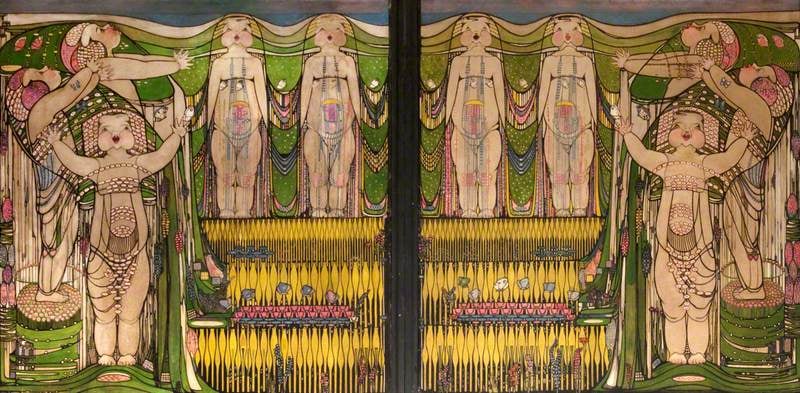 Completed by none other than Rennie Macintosh's wife, Margaret Macdonald. Often underrecognised in comparison to her husband, it was herself, her sister, her husband, and Herbert Macnair that would become the Glasgow School of Art 'Four' who set the standard and style for all art in Glasgow going forward from the early 20th century.