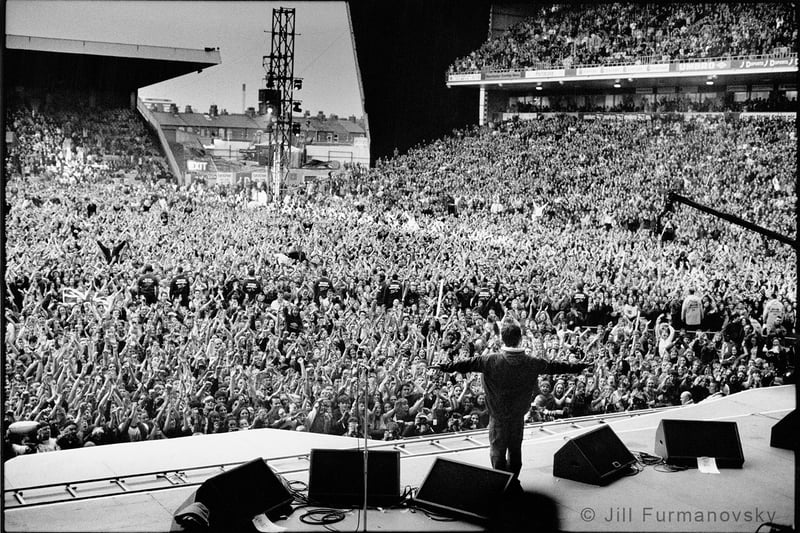 Noel Gallagher of Oasis, at Maine Road in April 1996. (Photo by Jill Furmanovsky)