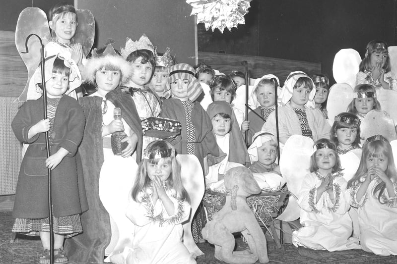 Roker Methodist Church playgroup in full flow as they rehearse for their 1973 Nativity.