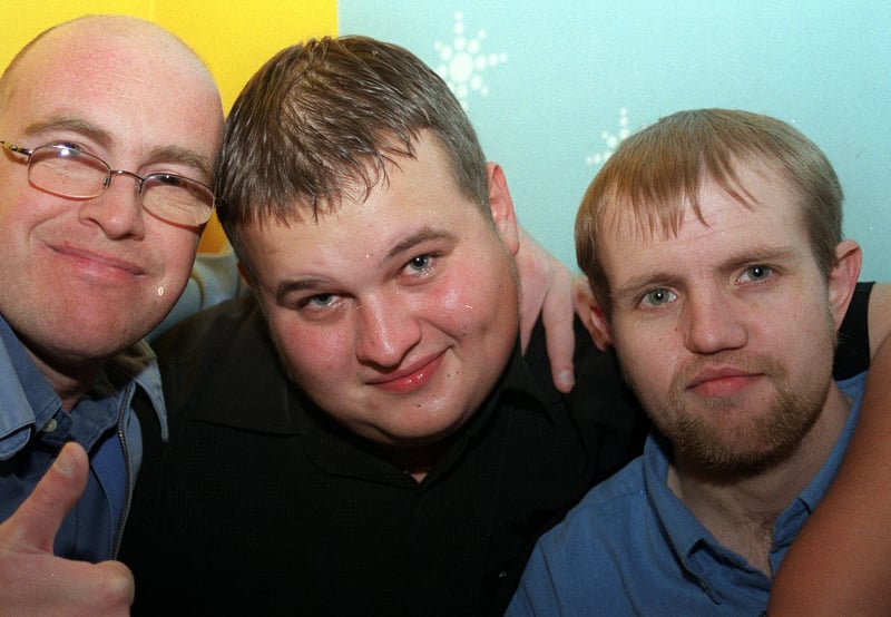 Mark Duell, Keiran Riley and Damian Wilson at the Stardust nightclub on Cambridge Street in Sheffield city centre in November 2003