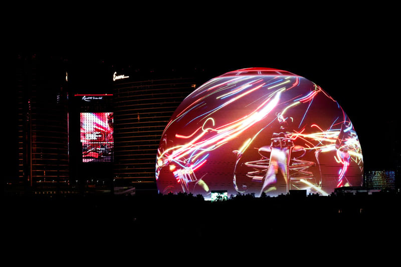 A light show is performed on the new entertainment sphere in Las Vegas.