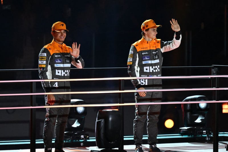 McLaren's Lando Norris and Oscar Piastri at the Las Vegas previews.
