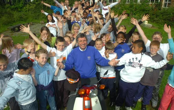 Shirecliffe Junior School, on Penrith Road, Sheffield, where headteacher John Cole is retiring after 34 years in education. John is pictured on his Honda 90. He is planning to buy a Harley Davison and spend three months biking in America