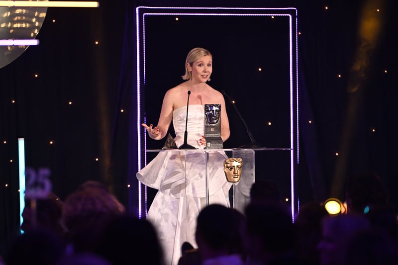 Lauren Lyle accepts the Actress Television Award for 'Karen Pirie' at the 2023 BAFTA Scotland Awards