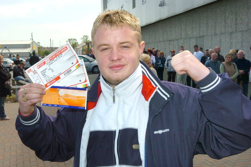 Danny Newton with his tickets for the 2010 Championship play-off final against Cardiff.