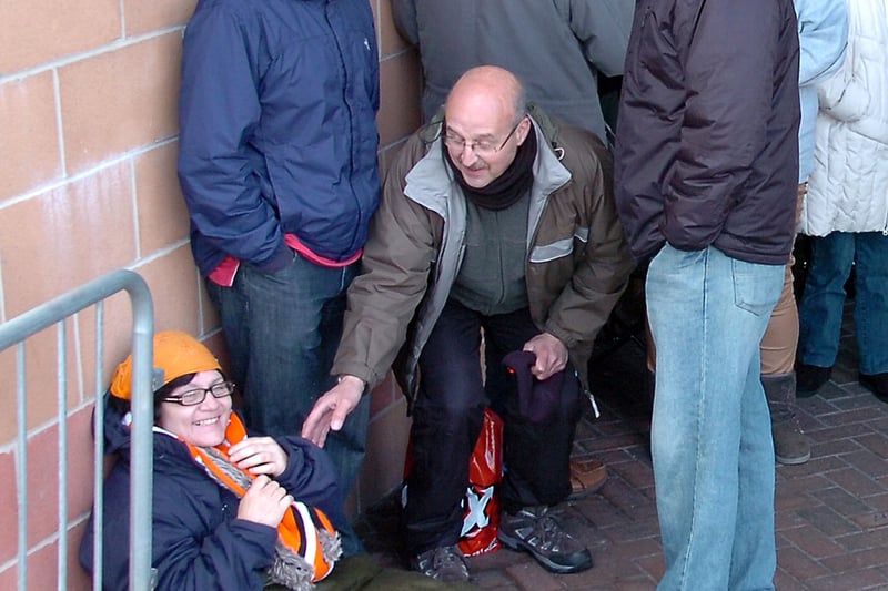 A sleeping bag was required for this Blackpool fan determined to make the trip to Wembley in 2012.