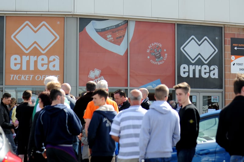 The queue for Blackpool v Rochdale tickets in August 2015.