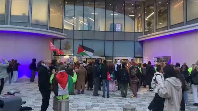 Students have crashed Sheffield University's formal opening of The Wave in solidarity with the people of Palestine.