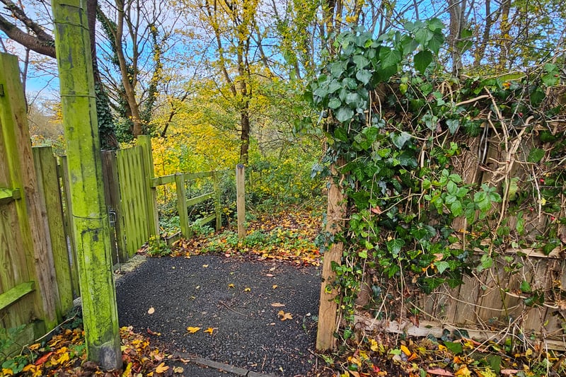 The entrance by Harolds Way is to the east of the nature reserve and connects to the main path by a set of steps.