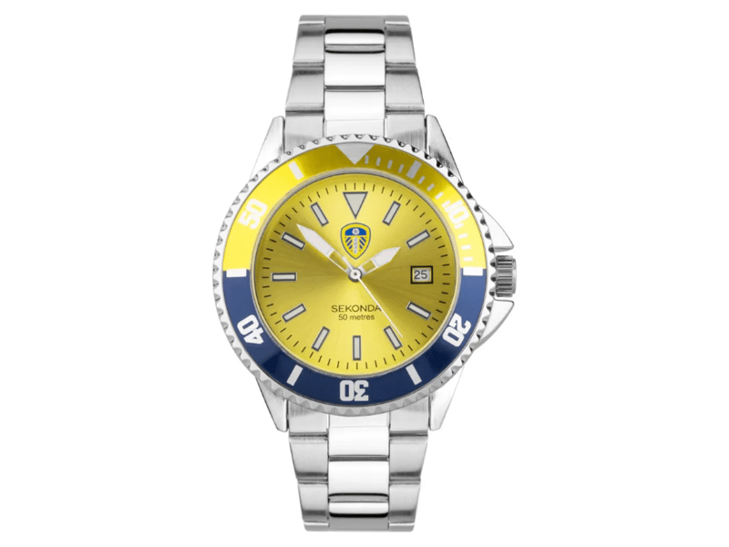 This snazzy watch would make a Leeds United fan look a real bobby dazzler.