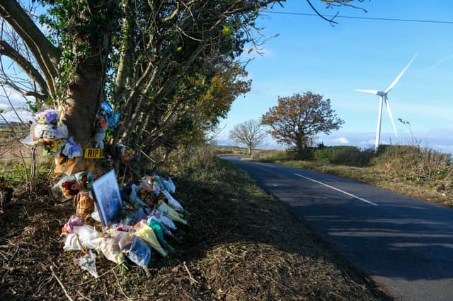Tributes on Pennyhill Lane at Ulley to Dylan Houghton who lost his life after the car he was driving collided with a tree.