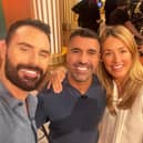Sheffield pawnbroker Dan Hatfield with This Morning presenters Rylan Clark and Cat Deeley