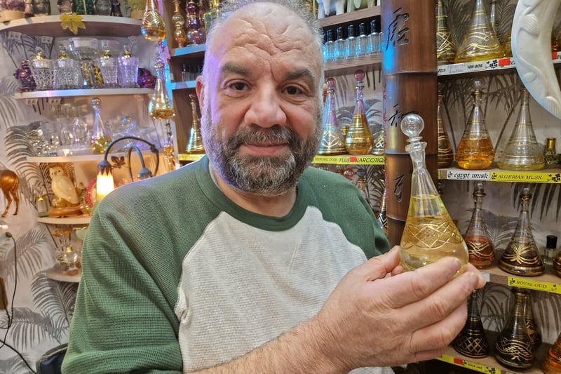 Firas Al-Bermawi, at Moor Perfume, recommended bottle of oil based perfume. £7 for 6ml or £12 for 12ml. Picture: David Kessen