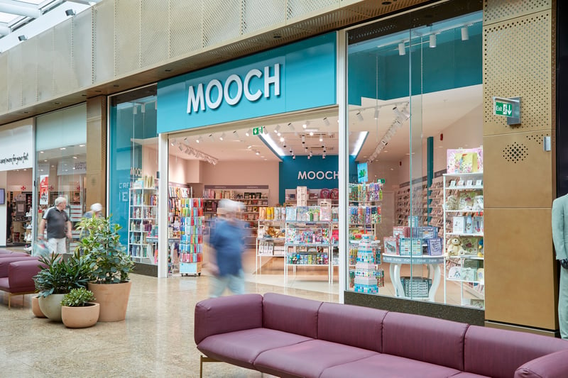 Mooch opened at Meadowhall, on The Gallery - Upper Level - in June 2023. The card, gift and stationery store sells items ranging from notepads and pens to children's games and candles.
