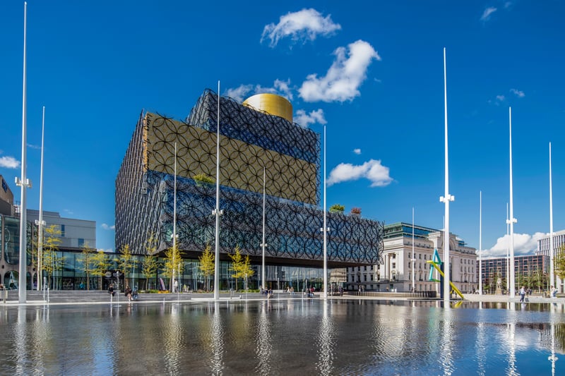 The modern and futuristic library in Centenary Square. Brummies read, learn, and gaze out at their evolving skyline.
